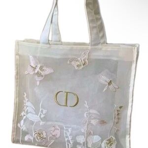 Elegant Cream Tote Bag with Embroidered Details